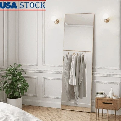 Espejo de longitud completa rectangular de pie aleación de aluminio HD reflectante ajustable EE. UU. Foto 1 de 4