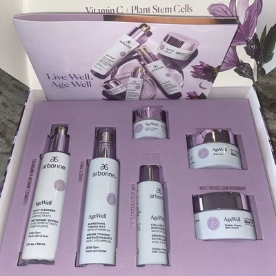 Arbonne AgeWell Juego de 6 Piezas Limpiador Tónico Ojos Crema de Noche Suero Nuevo en Caja Age Well Foto 1 de 4