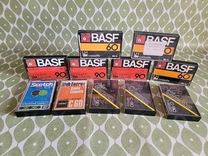 Job Lot 11 Vintage Blank Audio Cassettes tapes Used Bundle Basf Scotch 90 60 - Picture 1 of 5