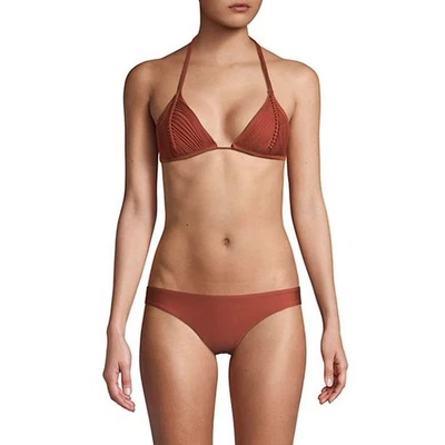 NUEVO SIN ETIQUETAS PIlyq Isla Marrón M Halter Trenzado Cheeky Bikini Conjunto de Natación #96183 Foto 1 de 2