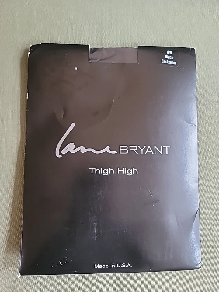 Lane Bryant Black Thigh High Hose Size AB A/B Backseam Stockings Pantyhose USA - Image 1 of 4