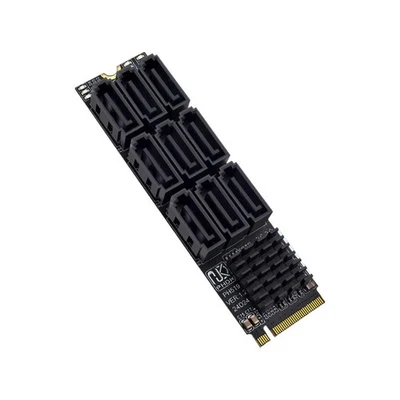 M2 NVMe M Key to 9 SATA Port 6Gbps Expansion Card for Network Storage SSD HDD - Image 1 of 4