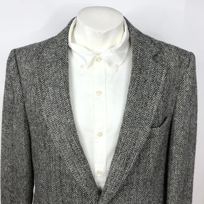 Chaqueta Abrigo Deportivo Harris Tweed Grande 100% Lana Escocesa Dos Botones Espiga Foto 1 de 4