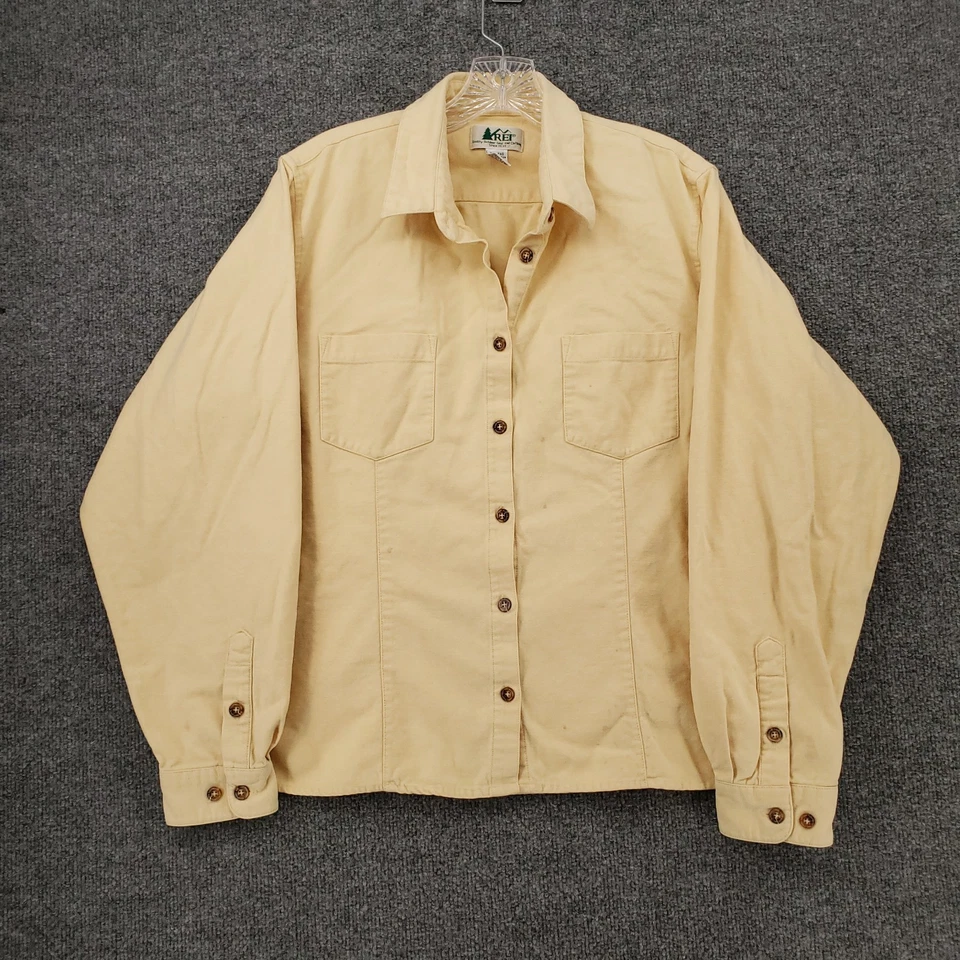 Camisa con botones REI de colección para mujer XL extra grande amarilla manga larga senderismo campamento Foto 1 de 4