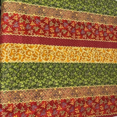 Fabric Traditions Cotton Fabric Horizontal Stripe Asian Like Print 1yd 22 inches - Image 1 of 4