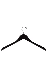 SSWBasics 17 Inch Black Wood Hangers - Case of 50 Dress Hangers, Elegant Wooden - Picture 1 of 1