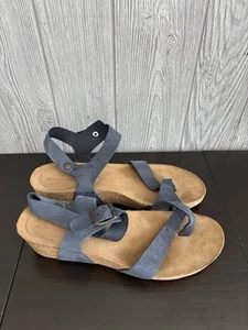 Morbicomoda Women Size 40 EU US 9.5 Blue Leather Italian Sandals - Picture 1 of 8