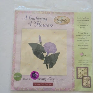 Morning Glory Applique Quilt Block 12 A Gathering of Flowers Fabric Included - Picture 1 of 3