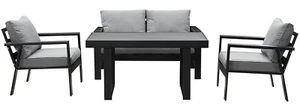 MeXo Gartenmöbel Set Alu Balkonmöbel Set Sitzgruppe Lounge Gartenset Schwarz - Bild 1 von 13