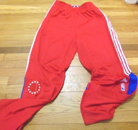 ADIDAS NBA AUTHENTIC PHILADELPHIA 76ERS RED ON COURT PANTS BUTTON DOWN SIZE 2XL2 Cover