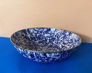 Golden Rabbit Enameled Cobalt Swirl Pattern 5 Qt Catering Serving Bowl Blue @ - Picture 1 of 5