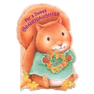 Sweet THANKSGIVING Greeting Card FOR GRANDDAUGHTER, Squirrel by Ambassador +✉ - Image 1 of 4