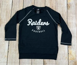 Team NFL Apparel Raiders Football Girls Black 3/4 Sleeve Shirt Size Small 7/8 - Picture 1 of 4