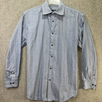 Camisa Alfani Para Hombres Talla L Manga Larga Abotonada Azul Rayas MS69 Foto 1 de 4
