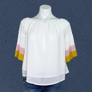 NWT Blushing Heart Off The Shoulder Sheer Bell Sleeve Top Blouse Medium - Picture 1 of 7