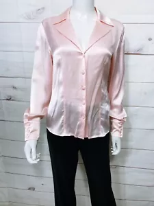 Escada Womens Shirt Size 34 Pink Button Front Long Sleeve 100% Silk Top - Picture 1 of 7