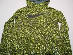 Nike Youth Unisex Size XL Hoodie Black/Yellow Long Sleeve Spotted Logo Dri-Fit - Picture 1 of 7