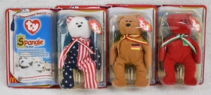 3 Vintage Ty Teenie Beanie Babies / Spangle ~ Germania ~ Osito / 2000 McDonald's - Picture 1 of 21