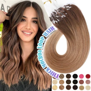 200 Strähnen Microring Loop Beads Echthaar Extensions Haarverlängerung 100G DICK - Bild 1 von 52