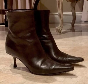 JIMMY CHOO Dark Expresso Brown Boots Booties Size 36 1/2 - Picture 1 of 7