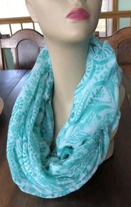 LG Spring Gauze infinity Scarf Blue Green Teal Summer Target 70" Round x 34" W - Picture 1 of 12
