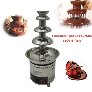 New 110V Electric Hot Chocolate Fondue Fountain 4 Tiers SUS304 for Party Wedding - Picture 1 of 17