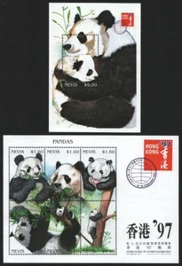 Nevis 1997 - Mi-N.o 1080-1085 y Bloque 121 ** - Estampillada sin montar o nunca montada - Panda - Imagen 1 de 1