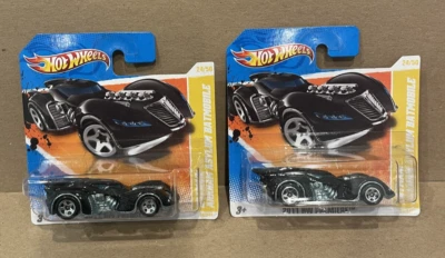 Hot Wheels 2011 Batman Arkham Asylum Batmobile #24 LOT OF 2 *SHORT CARD* - Image 1 of 4
