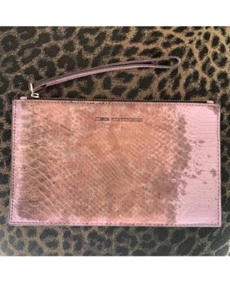 Aimee Kestenberg Leather Embossed Snake Print Zip Pouch Wristlet Wallet Clutch - Image 1 of 4