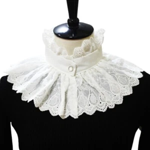 Women Vintage Embroidery Paisley Big Shawl Ruffled Fake Collar Steampunk Capelet - Picture 1 of 8