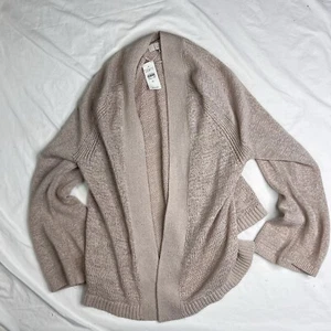 Cardigan maglione nuovo con etichette LOFT aperto davanti marrone taglia XL misto cotone Ramie L031124 - Foto 1 di 5