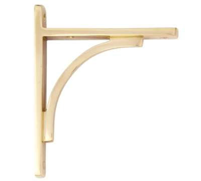 SIGNATURE HARDWARE RUSTIC Brass Rustic Shelf Bracket in Polished AND LACQUERED BRASS