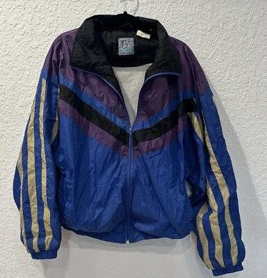 Jaqueta corta-vento vintage Santana náilon com zíper azul marinho azul-petróleo vermelha masculina GG - Imagem 1 de 4