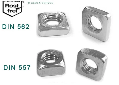 Vierkantmuttern DIN 562 / DIN 557 M2 M2,5 M3 M4 M5 M6 M8 M10 M12 Edelstahl A2 VA - Bild 1 von 4