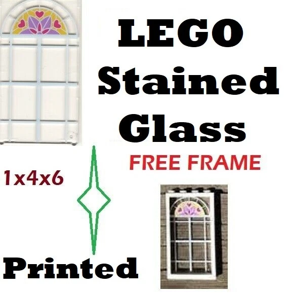 LEGO Minifigure Stained Glass Window Printed 1x4x6 with Frame Hearts Lattice - Image 1 of 1