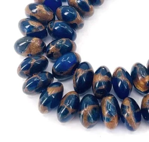 Zafiro de 10x6 mm en cuarzo con cuentas de pirita/vena marrón Rondelle (32 piezas) - Imagen 1 de 4