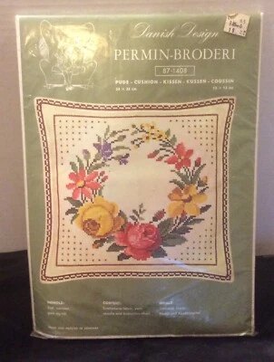 Kit de punto de cruz Permin Broderi - CORONA FLORAL - Diseño danés - MIP - De colección  Foto 1 de 4