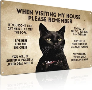Lustiges Poster Katzenliebhaber Geschenk - Bei Besuch in meinem Haus bitte denken - - Bild 1 von 8
