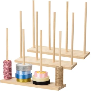 1 Pack Wooden Ribbon Organizer Wood Ribbon Rack Storage Holder Wire Spool Sta... - Picture 1 of 7