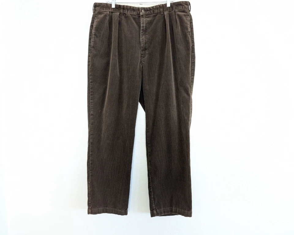 POLO RALPH LAUREN Pants Men's 40x30 (38x29) Andrew Brown Corduroy Pleated Zip - Image 1 of 4