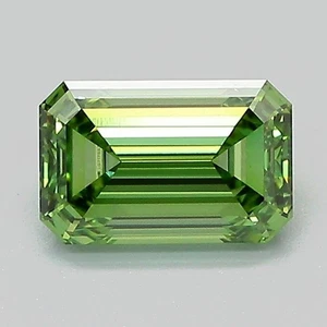 Emerald 1.05 Ct Lab IGI Certifide Diamond Fancy Vivid Green VVS2 Engagementring - Picture 1 of 11