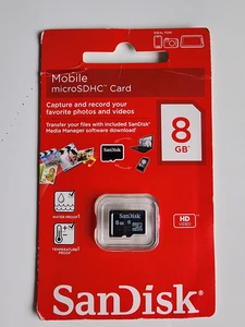 SanDisk 8GB micro SDHC microSDHC card *BRAND NEW SEALED ORIGINAL* - Picture 1 of 2