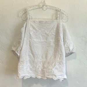 Anthropologie En Elly Blouse Eyelet Lace Cold Shoulder Size Large White Top  - Picture 1 of 8