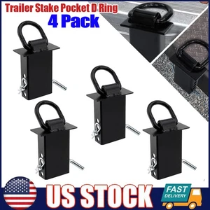 Paquete de 4 anillos en D de bolsillo con estacas WLL 5400 libras extraíbles de alta resistencia para remolques utilitarios - Imagen 1 de 24