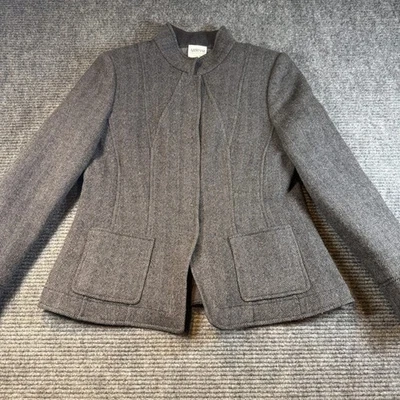 Jaqueta Blazer Feminina Armani Collezioni Cinza Botão Frontal Feita na Itália Tamanho 12 - Imagem 1 de 4