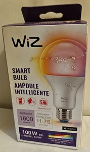 WIZ SMART BULBS-1600 LUMENS-100 WATTS- EQ/LED/DEL 14.5 WATTS-LASTS 13.7 YEARS - Picture 1 of 1