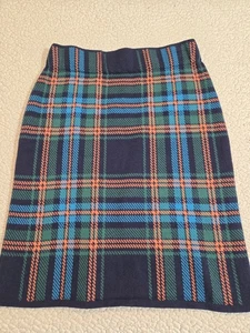 Isaac Mizrahi Live! Damen Gr. M Schlupfrock kariert dehnbar blau grün Büro - Bild 1 von 8