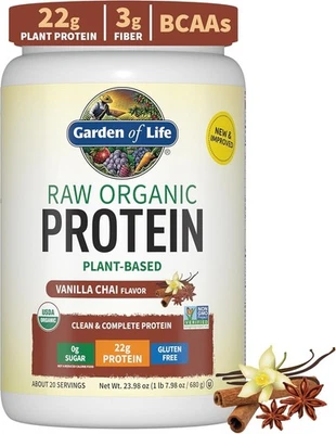 Organic Vegan Vanilla Chai Protein Powder, Garden of Life 22g Plant Based Protei - Image 1 of 4