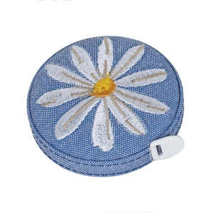 HobbyGift Tape Measure - Embroidered - Denim Daisies - Haberdashery Gifts Blue - Picture 1 of 2