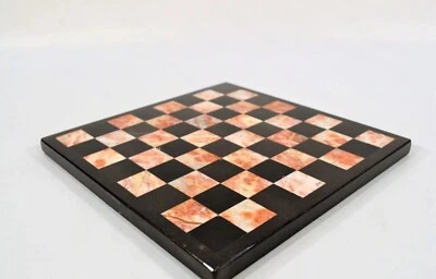 15" Black Marble Bed Side End Table Square Shape Chess Table Kids Study Room Dec - Image 1 of 4